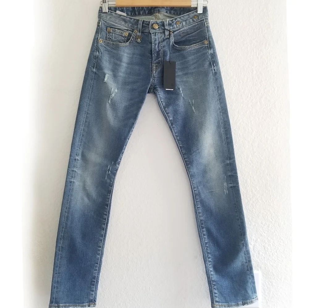 R13 Kate Skinny Distressed Stretchy Jeans Size 27 Mid Wash Blue - Picture 4 of 13
